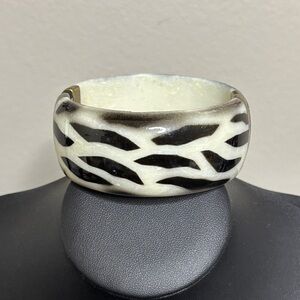 Hinged Animal Print Clamper Chunky Statement Bracelet